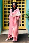 Dot_Pink Silk Boat Kurta And Pant Set _Online_at_Aza_Fashions
