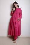 Dot_Pink Cotton Round Anti-fit Kurta With Pant _Online_at_Aza_Fashions