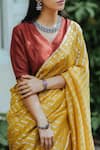 Dot_Yellow Handwoven Chanderi Saree With Silk Blouse _Online_at_Aza_Fashions