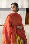 Shop_Anavila_Red 100% Linen Jamdani Dupatta _at_Aza_Fashions