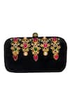 Shop_Dzior Perl_Black Embellished Ruby Clutch _at_Aza_Fashions