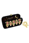 Dzior Perl_Black Embellished Ruby Clutch _Online_at_Aza_Fashions