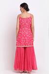 Shop_Priyanka Jain_Pink Dupion, Georgette And Net Lining Shantoon Cutdana, Sequin Kurta Sharara Set _at_Aza_Fashions
