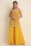 Priyanka Jain Yellow Georgette And Organza Lining Shantoon Cutdana, Sequin & Kurta Sharara Set Online at Aza Fashions Priyanka Jain_Yellow Georgette And Organza Lining Shantoon Cutdana, Sequin & Kurta Sharara Set _Online_at_Aza_Fashions