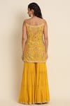 Shop_Priyanka Jain_Yellow Georgette And Organza Lining Shantoon Embroidery Thread Kurta Sharara Set _at_Aza_Fashions