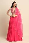 Buy_Priyanka Jain_Pink Dupion, Georgette And Organza Lining Shantoon Cutdana, Sequin & Lehenga Set _Online_at_Aza_Fashions