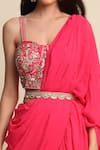 Priyanka Jain_Pink Dupion And Georgette Lining Shantoon Embroidery Ruffle Saree With Blouse _at_Aza_Fashions