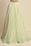 Priyanka Jain_Green Chanderi Embroidery Thread V Neck Lehenga Set _at_Aza_Fashions