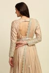 Priyanka Jain_Gold Chanderi Woven And Embroidery Thread & Sequin Round Anarkali Set _at_Aza_Fashions