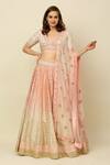 Buy_Priyanka Jain_Pink Chanderi, Dupion And Net Lining Shantoon Mirror & Sequin, Lehenga Set _Online_at_Aza_Fashions