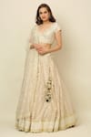 Buy_Priyanka Jain_White Chanderi, Dupion And Net Lining Shantoon Mirror & Sequin, Lehenga Set _at_Aza_Fashions