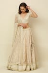 Buy_Priyanka Jain_White Chanderi, Dupion And Net Lining Shantoon Mirror & Sequin, Lehenga Set _Online_at_Aza_Fashions