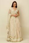 Shop_Priyanka Jain_White Chanderi, Dupion And Net Lining Shantoon Mirror & Sequin, Lehenga Set _Online_at_Aza_Fashions