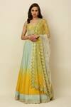 Buy_Priyanka Jain_Yellow Chanderi, Dupion And Net Lining Shantoon Mirror & Sequin, Lehenga Set _at_Aza_Fashions