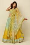 Buy_Priyanka Jain_Yellow Chanderi, Dupion And Net Lining Shantoon Mirror & Sequin, Lehenga Set _Online_at_Aza_Fashions