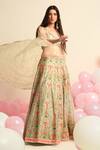 Priyanka Jain Green Organza, Dupion Silk Floral V Neck Embroidered Bridal Lehenga Set Online at Aza Fashions Priyanka Jain_Green Organza, Dupion Silk Floral V Neck Embroidered Bridal Lehenga Set _Online_at_Aza_Fashions