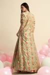 Shop_Priyanka Jain_Green Dupion Silk Embroidered Floral Jacket Open Lehenga Set _at_Aza_Fashions