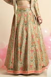 Priyanka Jain_Green Dupion Silk Embroidered Floral Jacket Open Lehenga Set _at_Aza_Fashions
