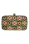 Shop_Dzior Perl_Green Embellished Zari Clutch With Sling _at_Aza_Fashions