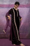 Deep Thee Purple Organza, Velvet Bead , Thread Round Embroidered Kurta Set Online at Aza Fashions Deep Thee_Purple Organza, Velvet Bead , Thread Round Embroidered Kurta Set _Online_at_Aza_Fashions