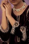 Shop Deep Thee Purple Organza, Velvet Bead , Thread Round Embroidered Kurta Set at Aza Fashions Shop_Deep Thee_Purple Organza, Velvet Bead , Thread Round Embroidered Kurta Set _at_Aza_Fashions