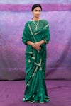 Buy_Deep Thee_Green Floral Embroidered Saree With Blouse _at_Aza_Fashions