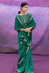 Shop_Deep Thee_Green Floral Embroidered Saree With Blouse _at_Aza_Fashions