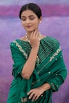 Deep Thee_Green Floral Embroidered Saree With Blouse _Online_at_Aza_Fashions