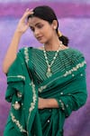 Shop_Deep Thee_Green Floral Embroidered Saree With Blouse _Online_at_Aza_Fashions