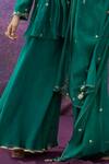 Deep Thee_Green Organza, Chanderi Bead , Thread Embroidered Anarkali Sharara Set _at_Aza_Fashions