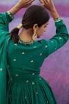 Shop_Deep Thee_Green Organza, Chanderi Bead , Thread Embroidered Anarkali Sharara Set _at_Aza_Fashions