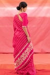 Shop_Deep Thee_Pink Silk Embroidered Thread Work V Neck Floral Saree With Blouse _at_Aza_Fashions