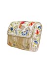 Priyanka Jain_White Embroidered Chanderi Tassel Flap Clutch _Online_at_Aza_Fashions