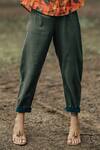 Pooja-Keyur_Green Handloom Cotton Pant_Online_at_Aza_Fashions