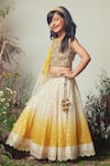 Shop_Priyanka Jain_Yellow Chanderi Embroidered Lehenga Set _at_Aza_Fashions