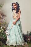 Shop_Priyanka Jain_Blue Net Sequins Embroidered Lehenga Set _at_Aza_Fashions