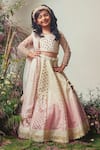 Buy_Priyanka Jain_White Embroidered Chanderi Lehenga Set For Girls_at_Aza_Fashions