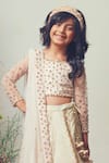 Priyanka Jain_White Embroidered Chanderi Lehenga Set For Girls_Online_at_Aza_Fashions