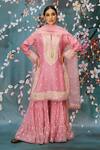 Buy_Label Niti Bothra_Pink Chanderi Embroidered Resham Work Round Dori Kurta Sharara Set _at_Aza_Fashions