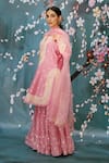 Label Niti Bothra_Pink Chanderi Embroidered Resham Work Round Dori Kurta Sharara Set _Online_at_Aza_Fashions
