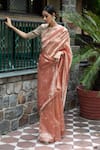 Buy_Deep Thee_Pink Tissue Silk Embroidery Zardozi And Sequins Round Floral Saree With Blouse _at_Aza_Fashions