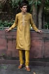 Buy_Deep Thee_Yellow Handwoven Embroidery Floral Hand Kurta And Churidar Set _Online_at_Aza_Fashions