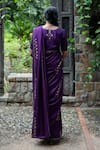 Shop_Deep Thee_Purple Silk Embroidery Paisley V Neck Saree With Blouse _at_Aza_Fashions