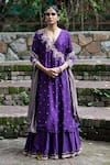 Buy_Deep Thee_Purple Silk Embroidery Paisley V Neck Angarkha Kurta Set _at_Aza_Fashions