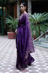 Buy_Deep Thee_Purple Silk Embroidery Stripes Saree With Blouse _at_Aza_Fashions