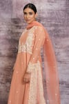 Buy_Label Niti Bothra_Peach Organza, Chanderi Dori , Resham Round Kurta Palazzo Set _Online_at_Aza_Fashions