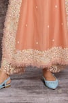 Shop_Label Niti Bothra_Peach Organza, Chanderi Dori , Resham Round Kurta Palazzo Set _Online_at_Aza_Fashions