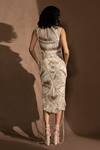 Shop_Abhishek Sharma_Beige Net Silk Yarn Embellished Dress_at_Aza_Fashions