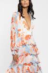 Shop_Mandira Wirk Resort_White Chiffon Tropical Print V Neck Maxi Dress _Online_at_Aza_Fashions