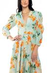 Buy_Mandira Wirk Resort_Blue Cotton Floral Print V Neck Dress _Online_at_Aza_Fashions